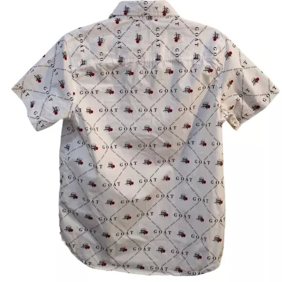 Eighty Eight Brand White Goat Woven Short Sleeve Button Down Sz Small - Picture 2 of 2